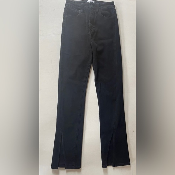 PISTOLA TEAGAN JEANS High Rise Vented Straight SZ 26 Black, Dark Vinyl $148 - Picture 2 of 7